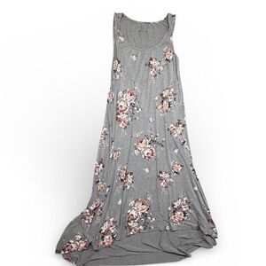 Torrid Super Soft Knits Grey Floral High Low Maxi Dress Sleeveless Size 0